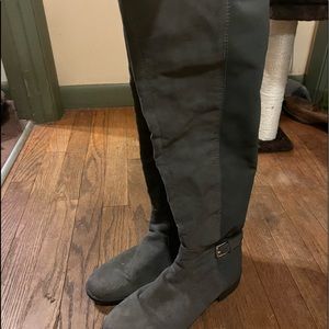 Over the knee grey boots